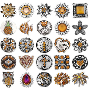 5pcs Mixed Brown Flower 18mm Metal Snap Buttons for Leather Snap Button Bracelet