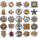 5pcs Mixed Brown Flower 18mm Metal Snap Buttons for Leather Snap Button Bracelet