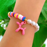 Rainbow Bead Bracelet Puppy Cartoon Hand Chain Y2K Boho Jewelry