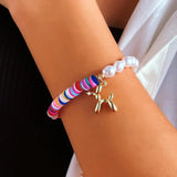 Rainbow Bead Bracelet Puppy Cartoon Hand Chain Y2K Boho Jewelry