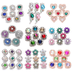 5pcs Rhinestone Flower 18mm Snap Buttons for Leather Metal Bracelet