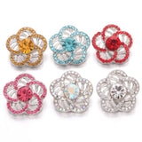 5pcs Rhinestone Flower 18mm Snap Buttons for Leather Metal Bracelet
