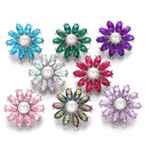 5pcs Rhinestone Flower 18mm Snap Buttons for Leather Metal Bracelet