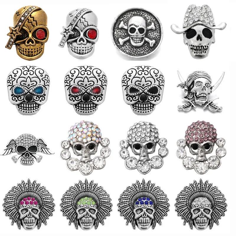6pcs Skull Snap Buttons 18mm Metal Snap Bracelet Leather Button Jewelry