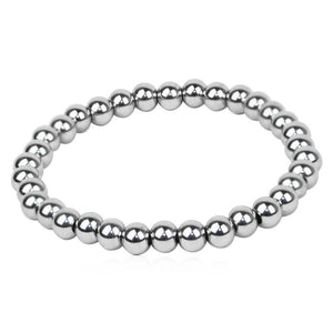Men Women Wide Stretchable Bead Bracelets High Stainless Steel Jewelry