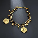 Christian Cross Mary Saint Benedict Heart Women Wedding Bracelet