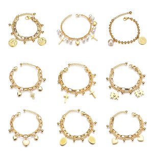 Christian Cross Mary Saint Benedict Heart Women Wedding Bracelet