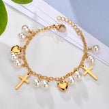 Christian Cross Mary Saint Benedict Heart Women Wedding Bracelet