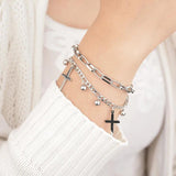 Christian Cross Mary Saint Benedict Heart Women Wedding Bracelet
