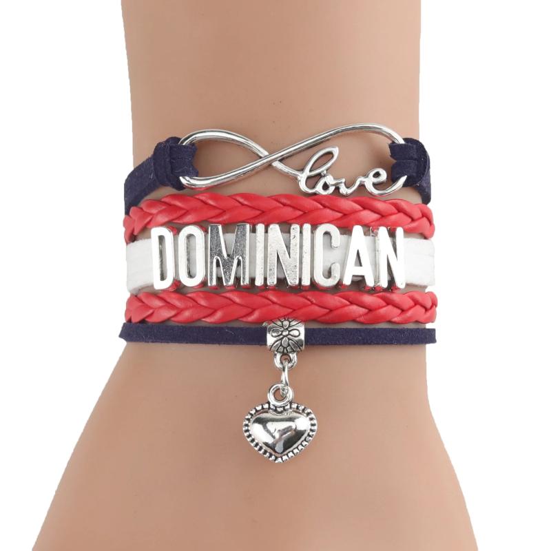 Infinity Love Dominican Bracelet Stacks Heart Charm Leather Braid Wrap