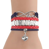 Infinity Love Dominican Bracelet Stacks Heart Charm Leather Braid Wrap