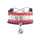 Infinity Love Dominican Bracelet Stacks Heart Charm Leather Braid Wrap