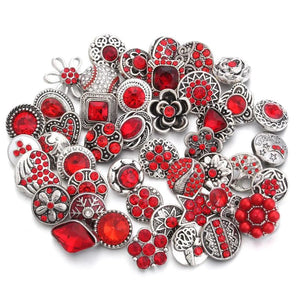 10pcs Red Rhinestone Flower Mini Snaps for Snap Bracelet Bangle
