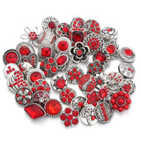 10pcs Red Rhinestone Flower Mini Snaps for Snap Bracelet Bangle