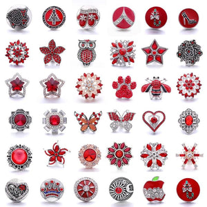 5pcs Rhinestone Heart Flower Snap Buttons DIY Charms Women Jewelry