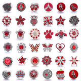 5pcs Rhinestone Heart Flower Snap Buttons DIY Charms Women Jewelry