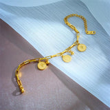 316L Stainless Steel Coin Charm Bracelet for Women Geometric Bangle