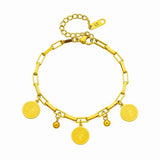 316L Stainless Steel Coin Charm Bracelet for Women Geometric Bangle