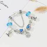 Silver Cartoon Charm Bracelet With Dog Paw Beads & Pendant