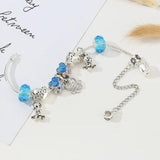 Silver Cartoon Charm Bracelet With Dog Paw Beads & Pendant