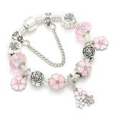 Crystal Charm Bracelet with Marano Beads for Women