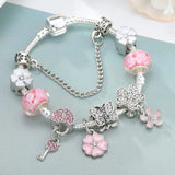 Crystal Charm Bracelet with Marano Beads for Women