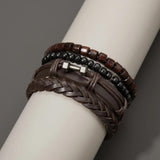 Punk Wing Leather Bracelet Cross Tai Chi Friendship Wrist Jewelry