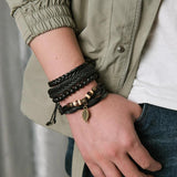 Punk Wing Leather Bracelet Cross Tai Chi Friendship Wrist Jewelry