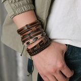 Punk Wing Leather Bracelet Cross Tai Chi Friendship Wrist Jewelry