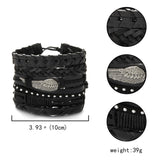 Punk Wing Leather Bracelet Cross Tai Chi Friendship Wrist Jewelry