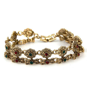 Vintage Bohemia Charm Bracelet Silver Flower Wrist Chain