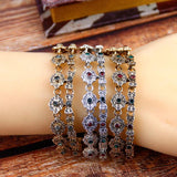 Vintage Bohemia Charm Bracelet Silver Flower Wrist Chain