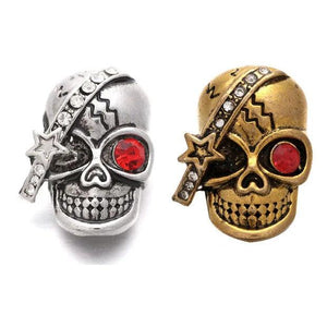 6pcs Snap Jewelry 18mm Snap Buttons Rhinestone Skull Metal Snaps