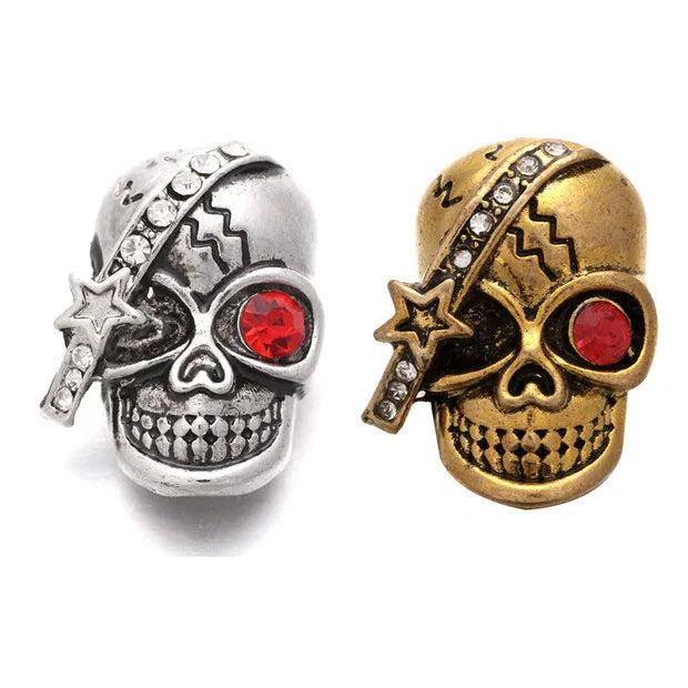 6pcs Snap Jewelry 18mm Snap Buttons Rhinestone Skull Metal Snaps