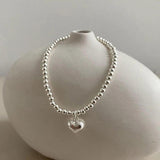 Silver Beaded Smiley Love Heart Square Bracelet Femme