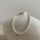 Silver Beaded Smiley Love Heart Square Bracelet Femme
