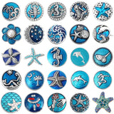 6pcs Snap Jewelry 18mm Snap Buttons Rhinestone Starfish Dolphin Mermaid Snaps