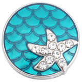 6pcs Snap Jewelry 18mm Snap Buttons Rhinestone Starfish Dolphin Mermaid Snaps