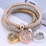 3Pcs Love Heart Bracelet Women Crystal Owl Music Note Charm Bracelets