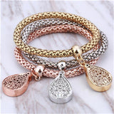 3Pcs Love Heart Bracelet Women Crystal Owl Music Note Charm Bracelets