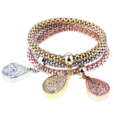 3Pcs Love Heart Bracelet Women Crystal Owl Music Note Charm Bracelets