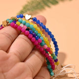 Hematite Heart Charm Bracelet Faceted Stone Adjustable Girl Bracelets