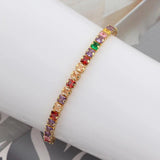 Boho Rainbow Zircon Bracelet for Women Adjustable CZ Tennis Chain Bracelet