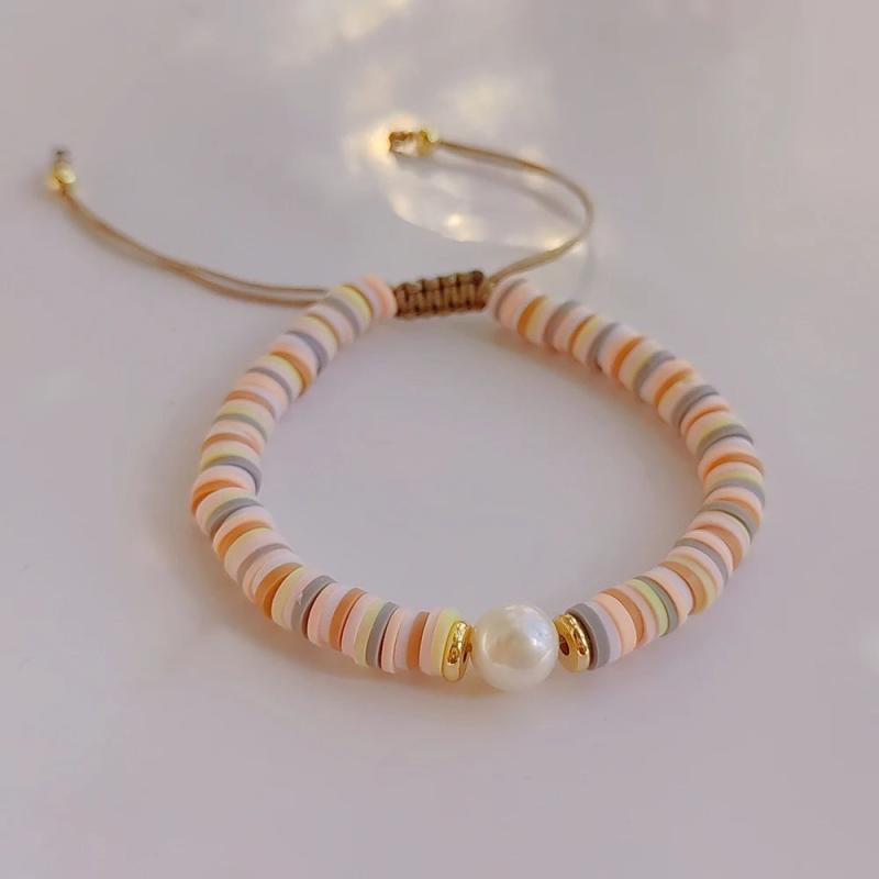 Freshwater Pearl Bracelet Polymer Clay Fall Winter Jewelry For Women Crystal Cha