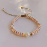 Freshwater Pearl Bracelet Polymer Clay Fall Winter Jewelry For Women Crystal Cha