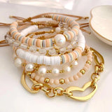 Freshwater Pearl Bracelet Polymer Clay Fall Winter Jewelry For Women Crystal Cha