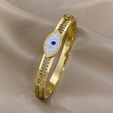 316L Stainless Steel Evil Eye Bangles Bracelets for Women