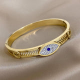 316L Stainless Steel Evil Eye Bangles Bracelets for Women