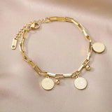 Stainless Steel Layered Pendant Bracelets for Women