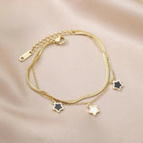 Stainless Steel Layered Pendant Bracelets for Women